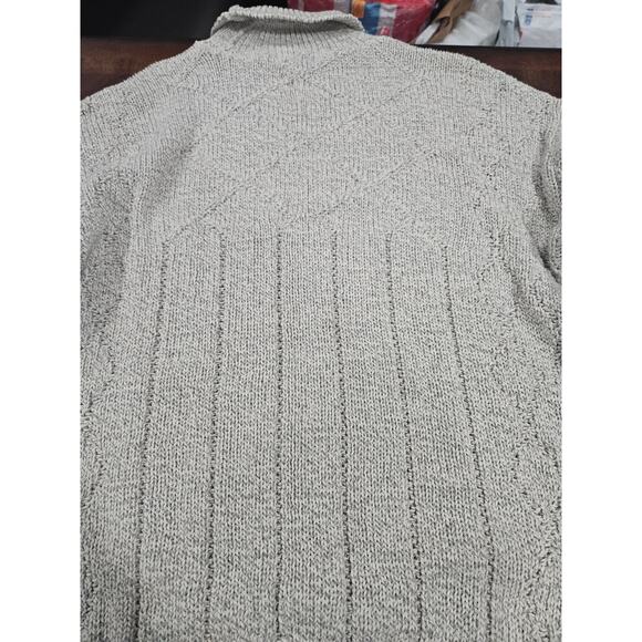 Vintage Fieldmaster Gray Fisherman-Style Mock Neck Cotton Sweater Mens XL Beige - Picture 6 of 6
